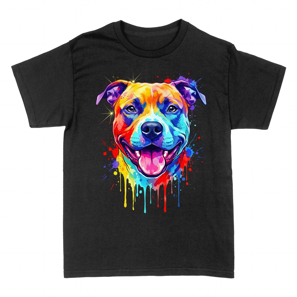 T-shirts: Pit bull aquarelle multicolore