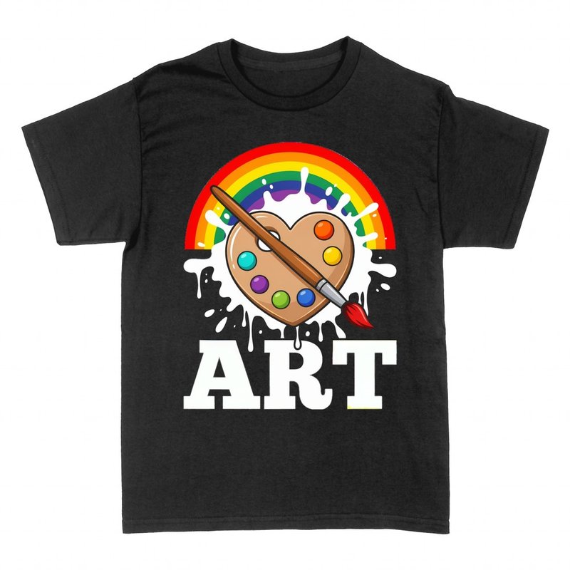 T-shirts: Palette c&oelig;ur et pinceau avec le mot ART