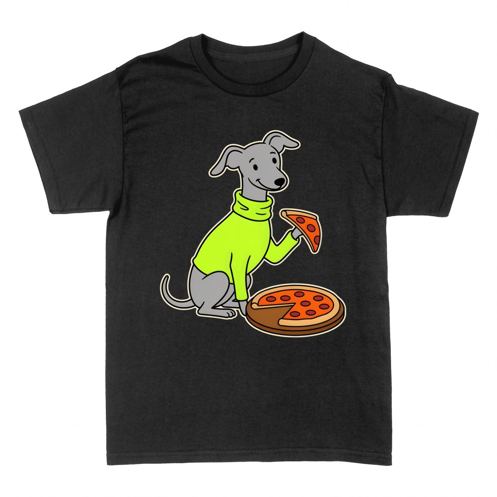 T-shirts: Chien l&eacute;vrier en pull mangeant une pizza