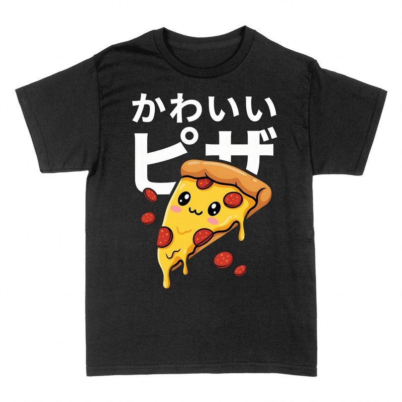 T-shirts: Part de pizza kawaii au visage souriant