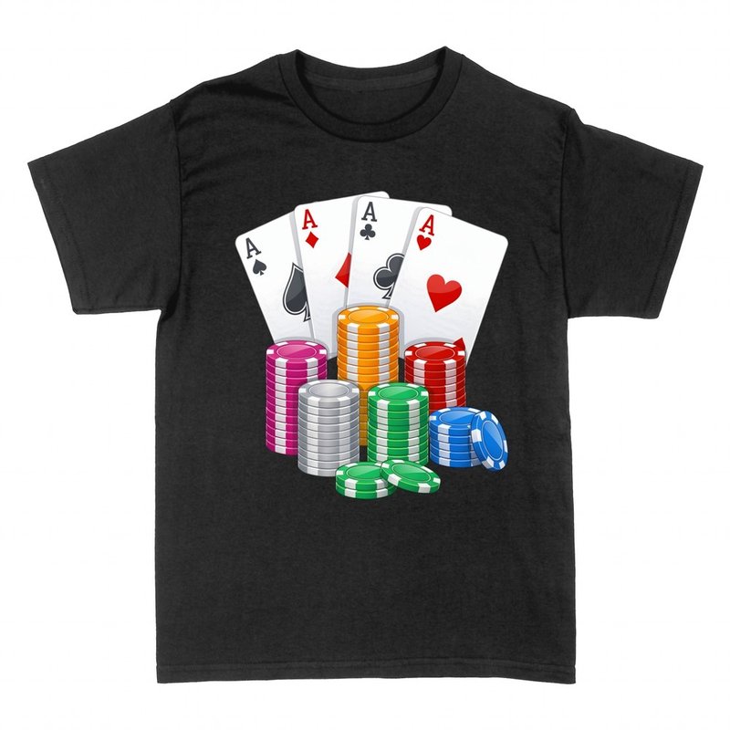 T-shirts: Quatre as et jetons de casino