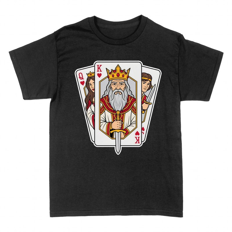 T-shirts: Roi de c&oelig;ur &agrave; l'&eacute;p&eacute;e et cartes de poker
