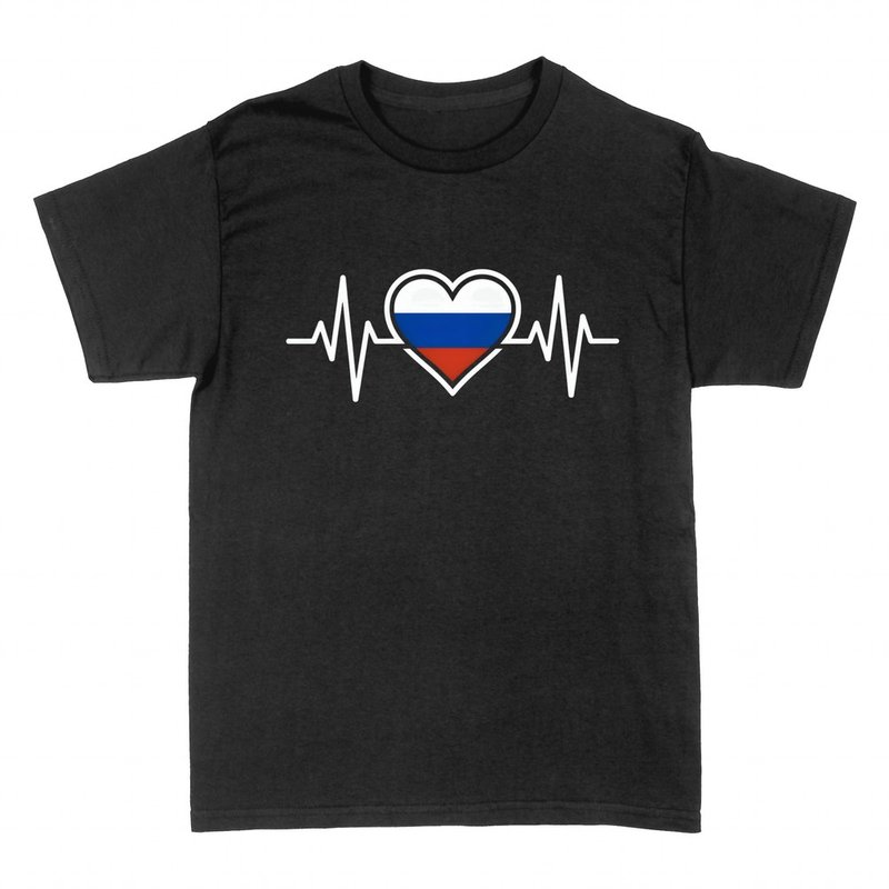 T-shirts: C&oelig;ur Drapeau Russe avec Battement