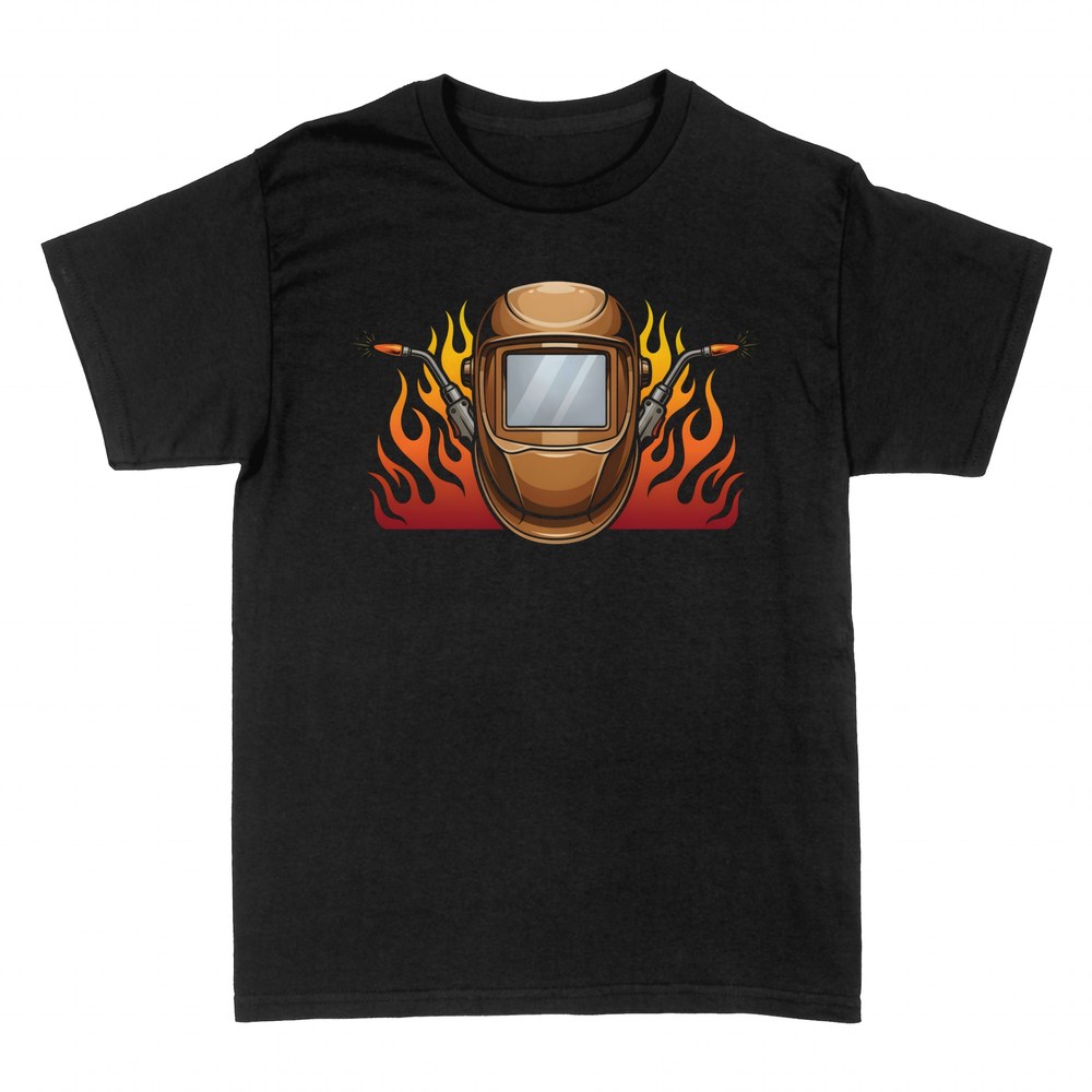 T-shirts: Casque de Soudeur et Torches MIG en Flammes