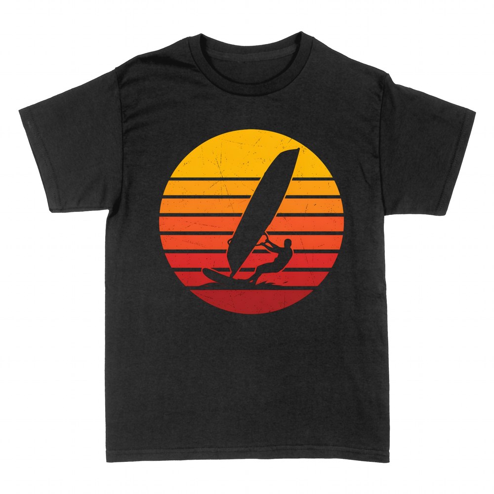 T-shirts: Planche &agrave; voile coucher de soleil r&eacute;tro