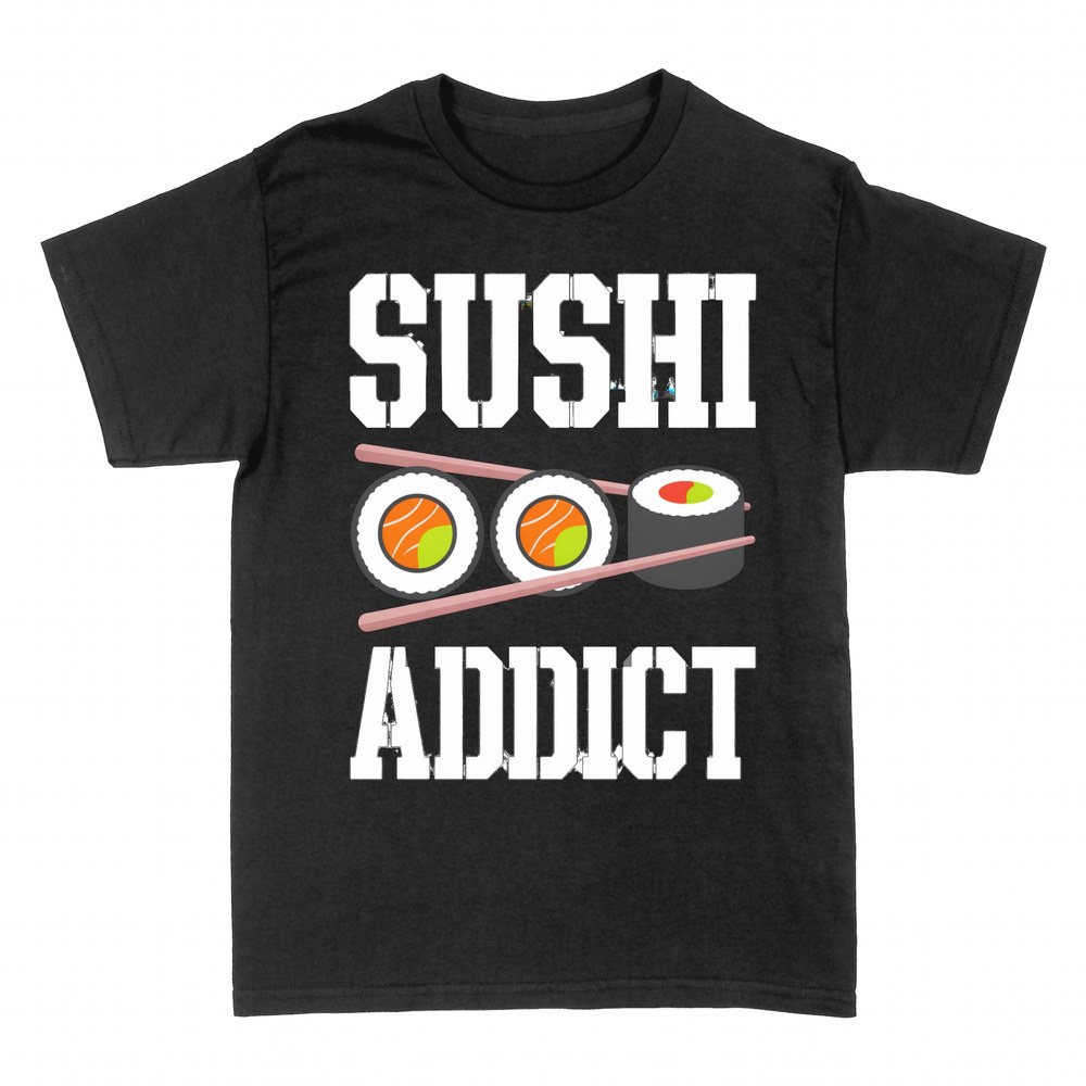 T-shirts: Accro au sushi avec makis et baguettes