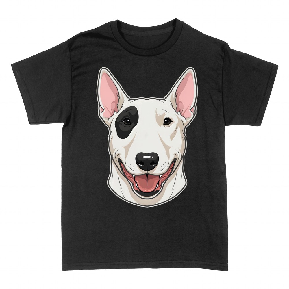 T-shirts: Bull Terrier visage tache noire souriant