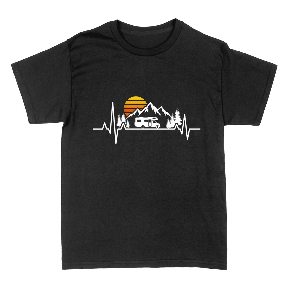T-shirts: Battement camping-car avec montagnes et coucher