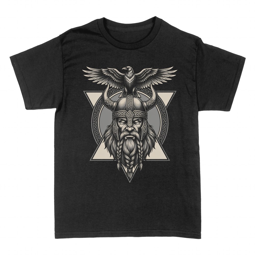 T-shirts: Guerrier viking avec casque &agrave; cornes et aigle