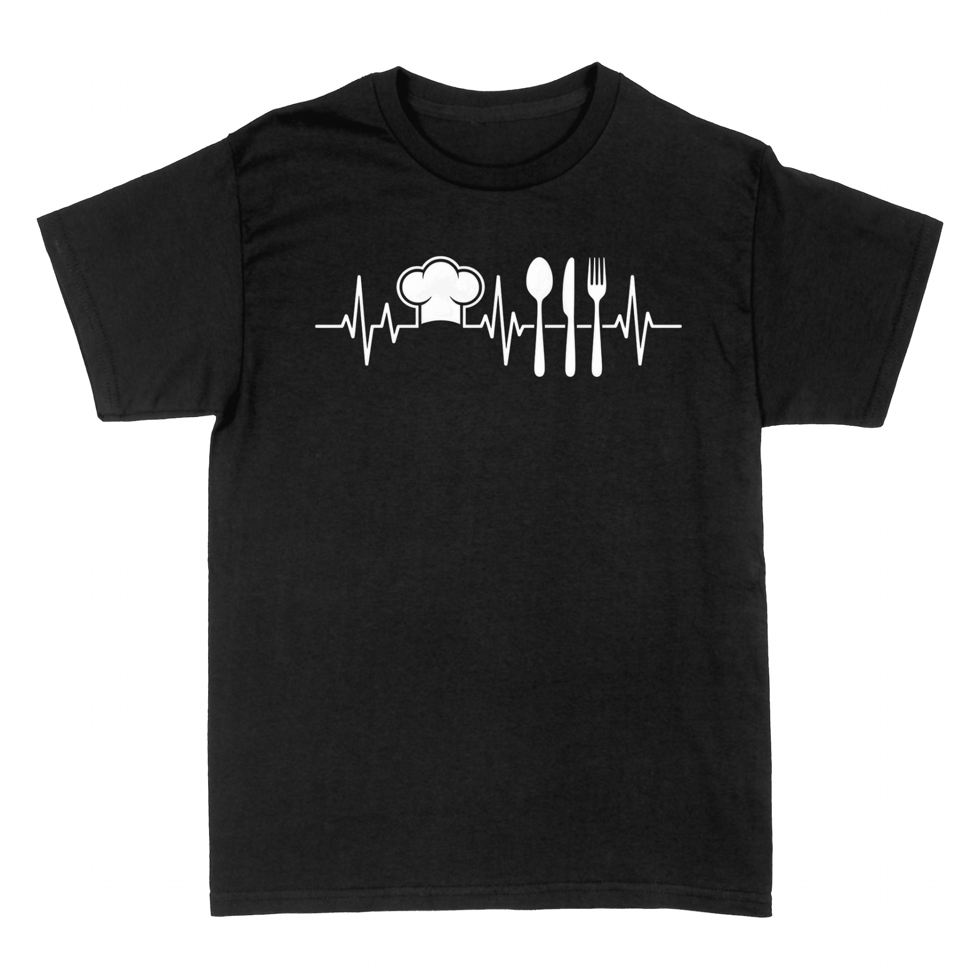 T-shirts: Battement de c&oelig;ur de cuisinier toque et couverts