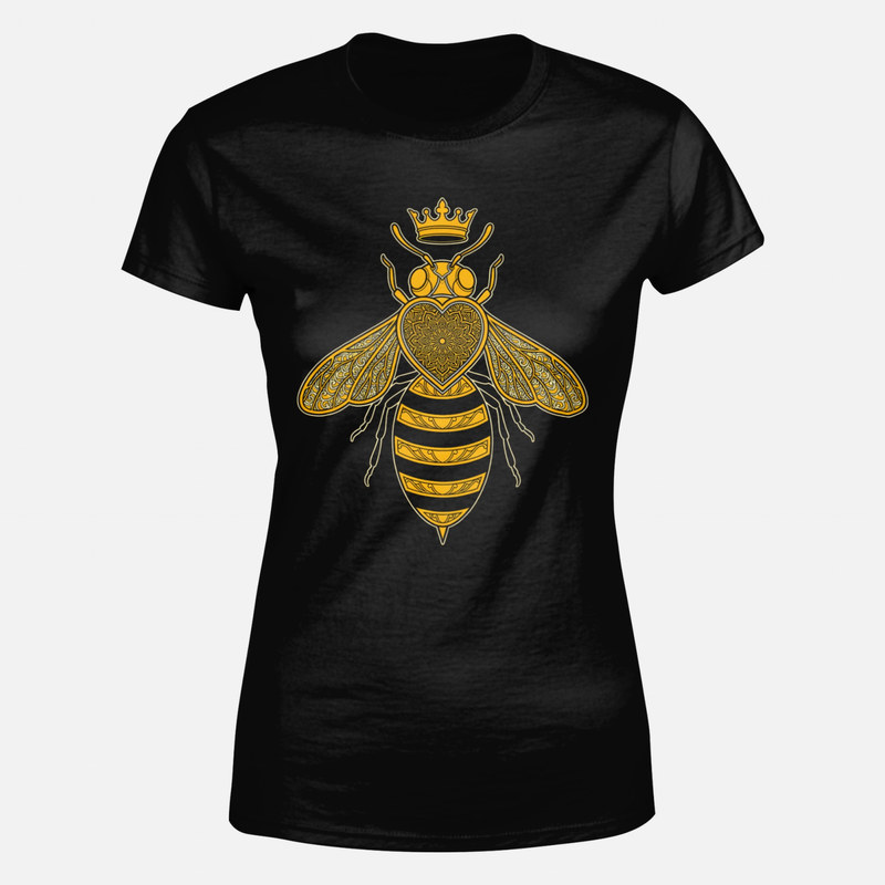 T-shirts: C&oelig;ur avec Couronne d'Abeille Reine