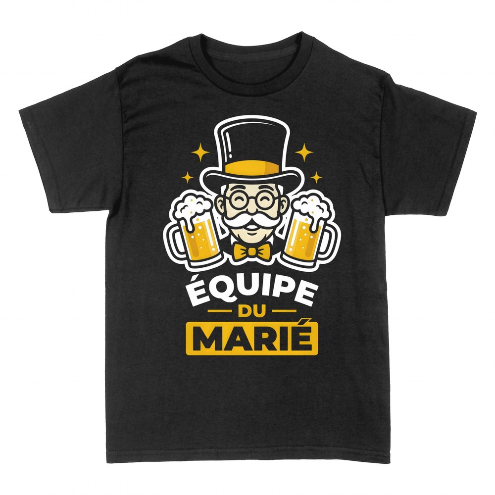 T-shirts: &Eacute;quipe du mari&eacute; gentleman et bi&egrave;res EVG