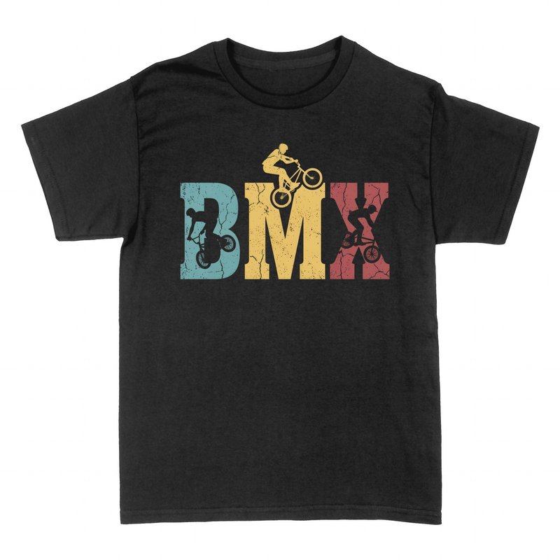 T-shirts: BMX Lettres Vintage Riders Silhouettes