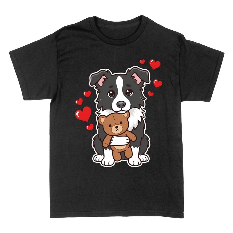 T-shirts: Border Collie avec nounours et c&oelig;urs