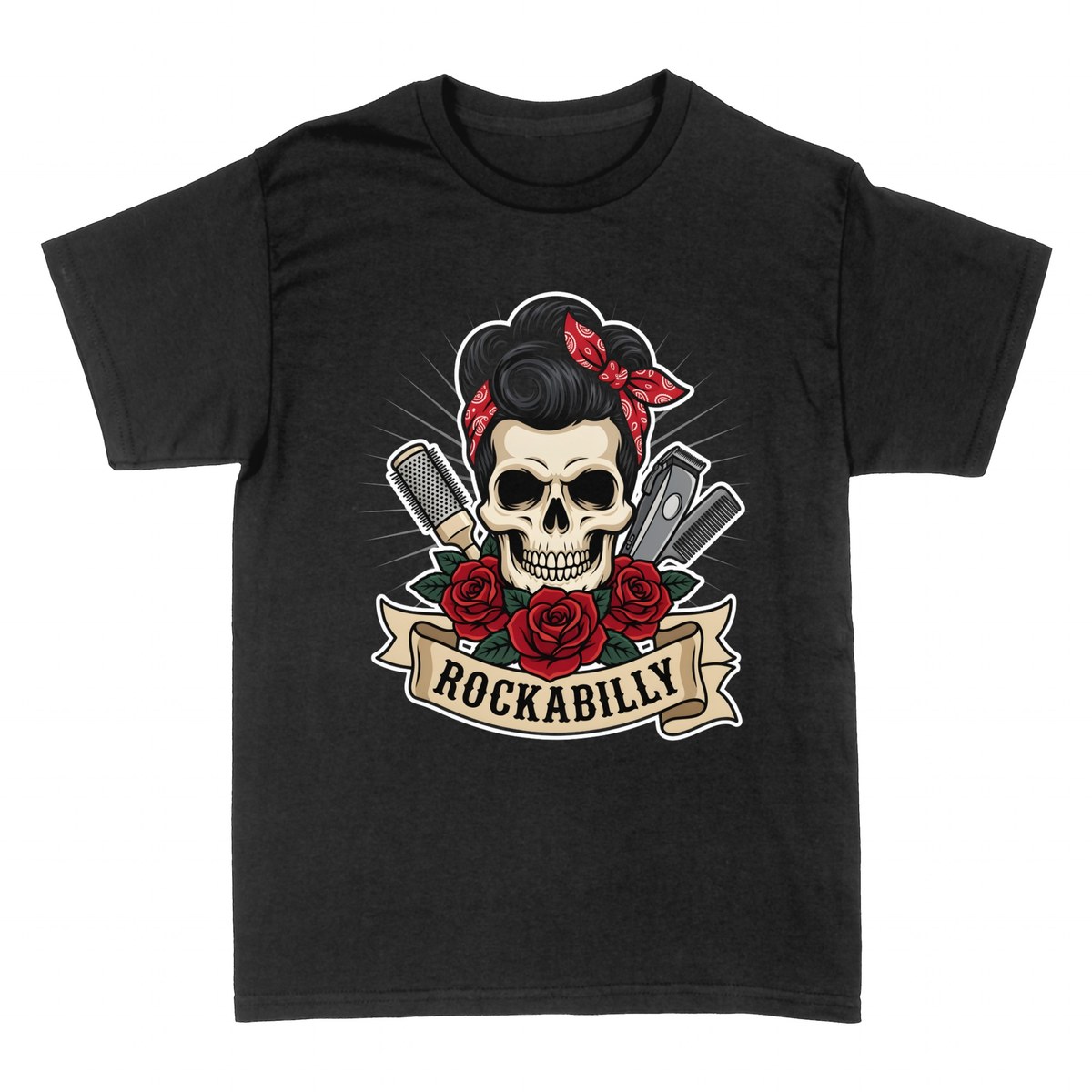 T-shirts: Cr&acirc;ne Rockabilly Coiffeur