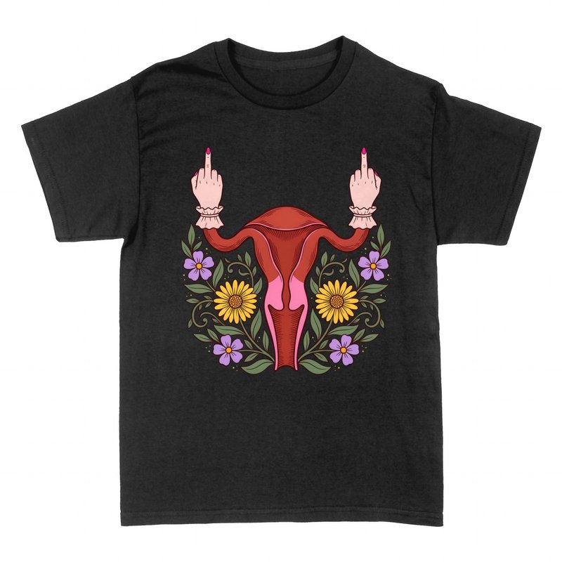 T-shirts: Ut&eacute;rus floral doigt d'honneur