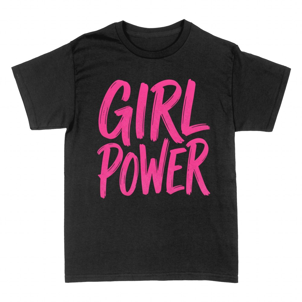 T-shirts: Girl Power lettres roses au pinceau