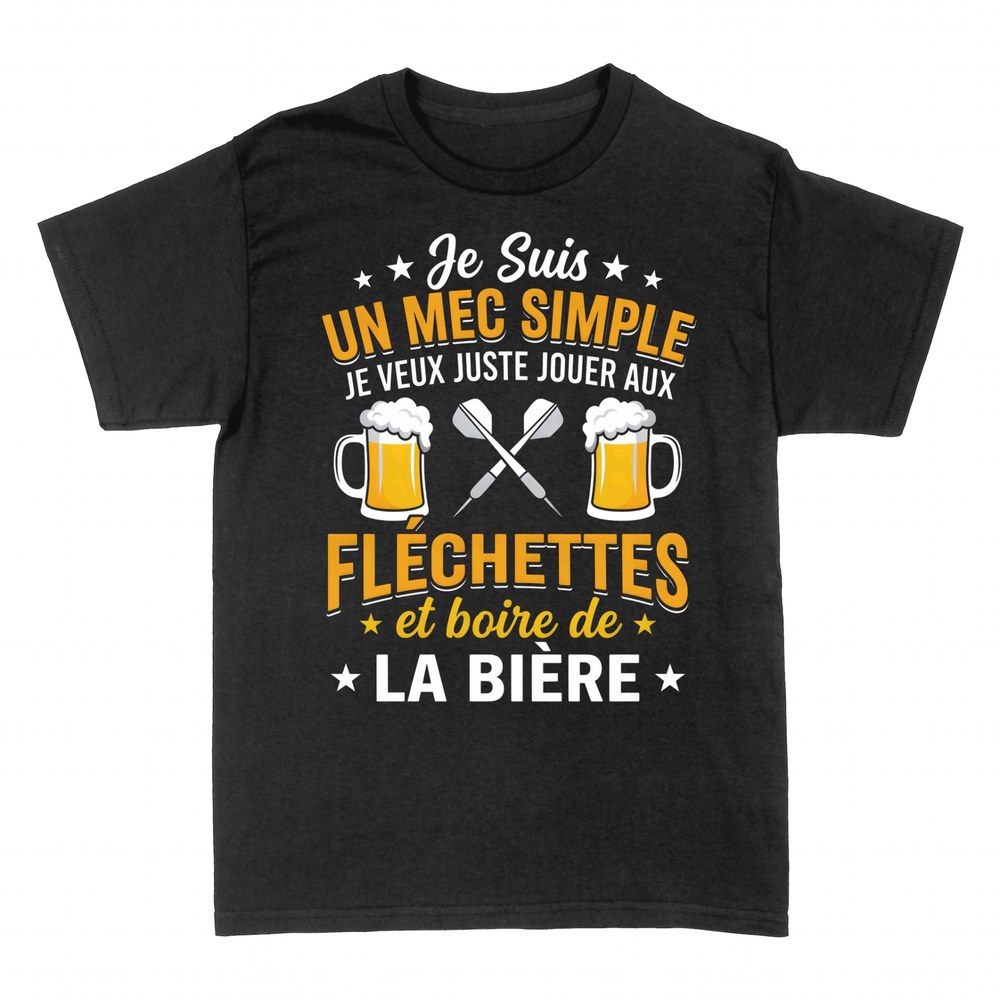 T-shirts: Mec Simple Fl&eacute;chettes et Bi&egrave;re