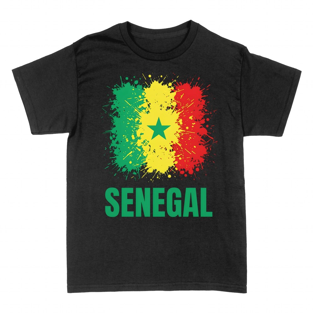 T-shirts: Drapeau S&eacute;n&eacute;gal &eacute;claboussure encre