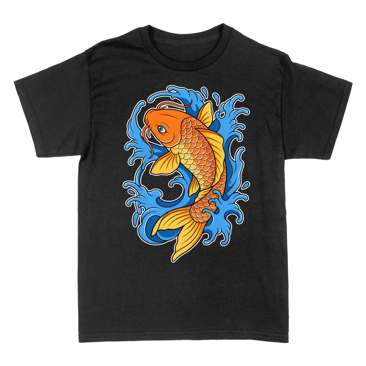 T-shirts: Carpe Ko&iuml; Orange et Vagues Bleues
