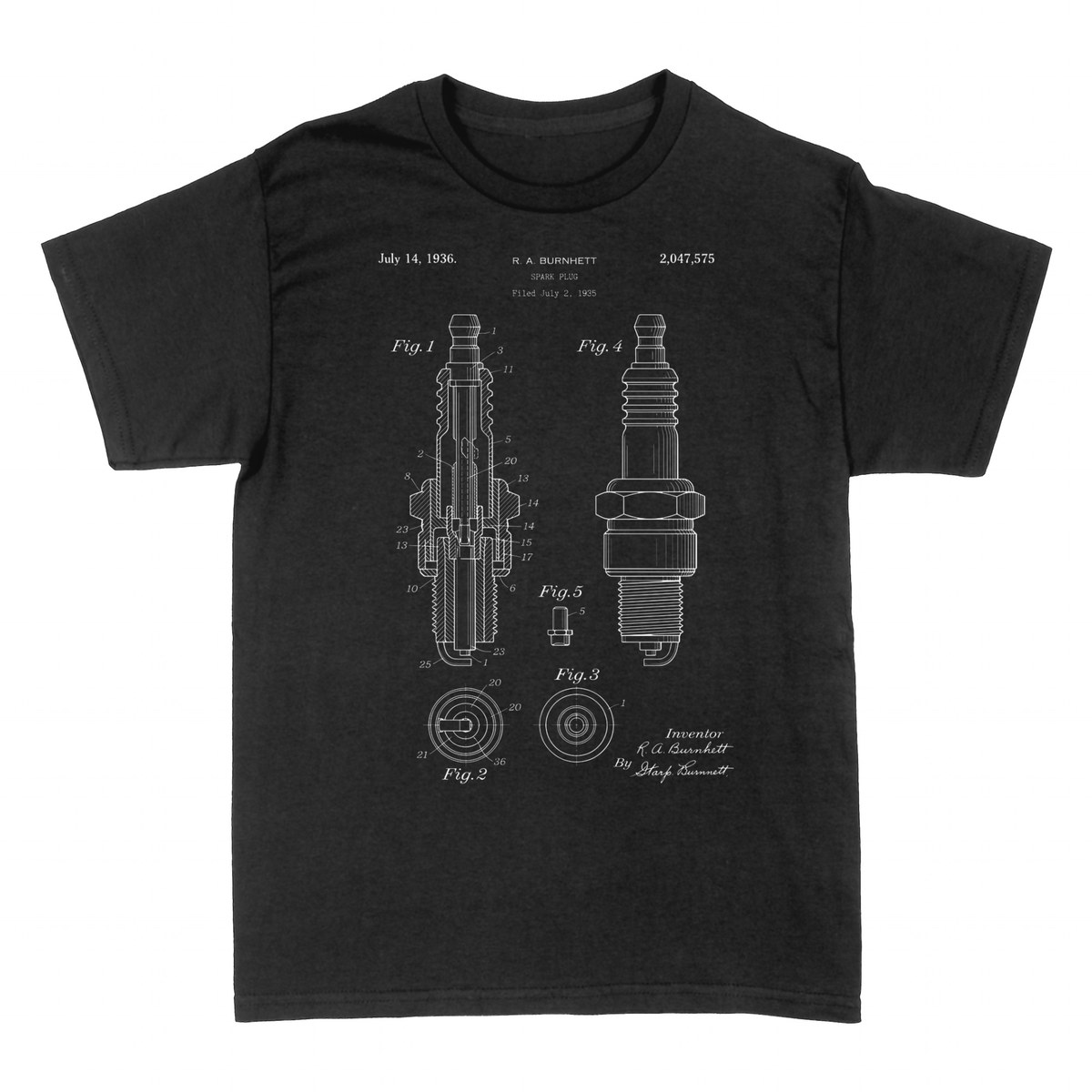 T-shirts: Bougie d'allumage &mdash; Brevet Vintage 1936