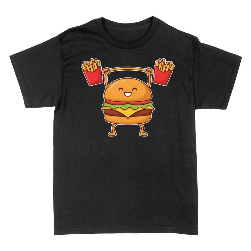 T-shirts: Burger kawaii qui soul&egrave;ve des frites