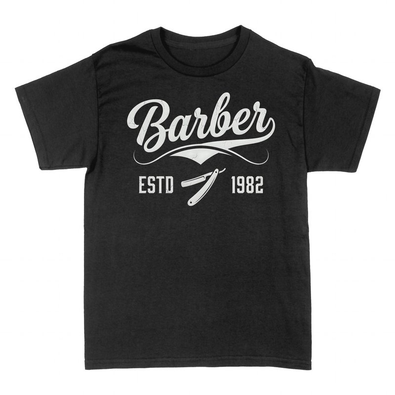 T-shirts: Barber Estd 1982 - Art du Rasoir