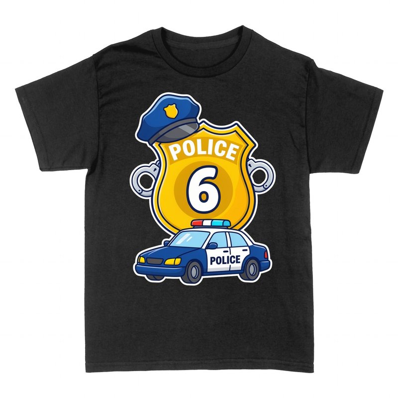 T-shirts: Policier Num&eacute;ro 6 - Badge et Voiture de Patrouille