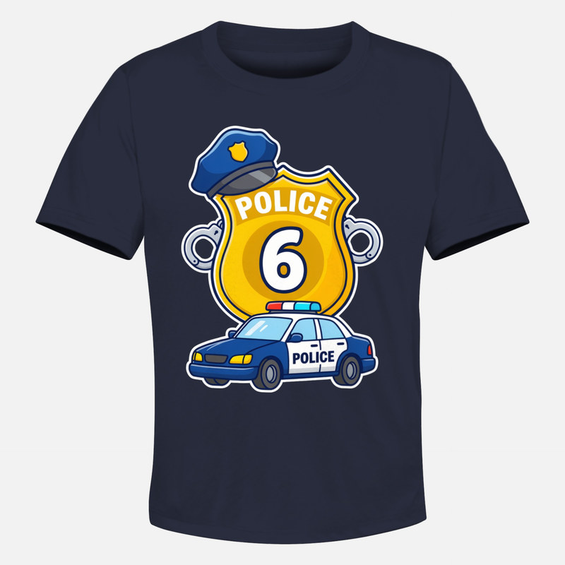 T-shirts: Policier Num&eacute;ro 6 - Badge et Voiture de Patrouille