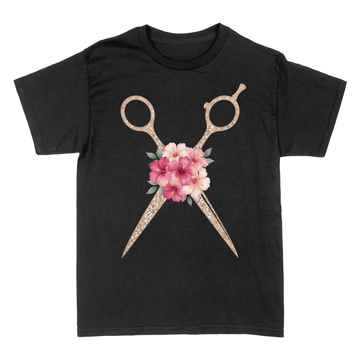 T-shirts: Ciseaux Dor&eacute;s et Fleurs