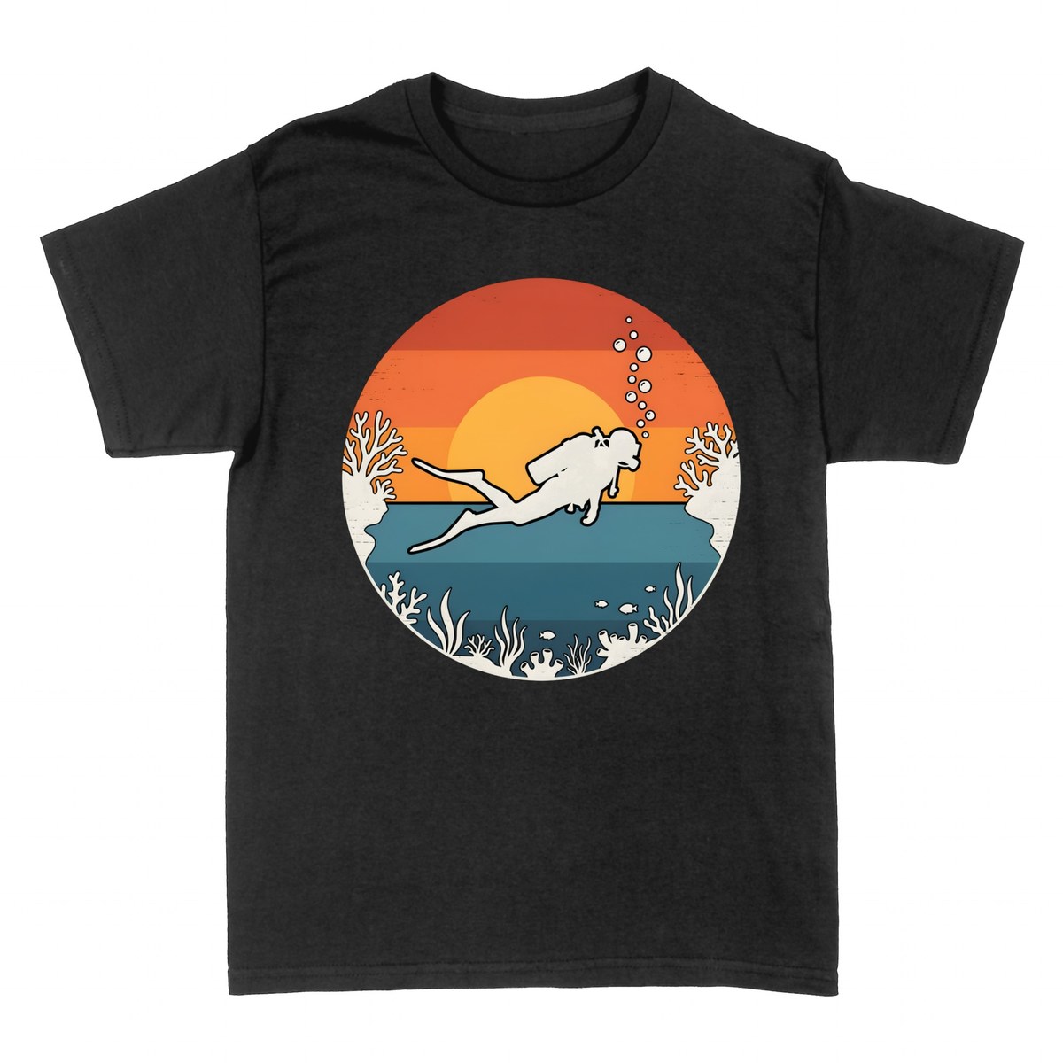 T-shirts: Plongeur Vintage Coucher de Soleil