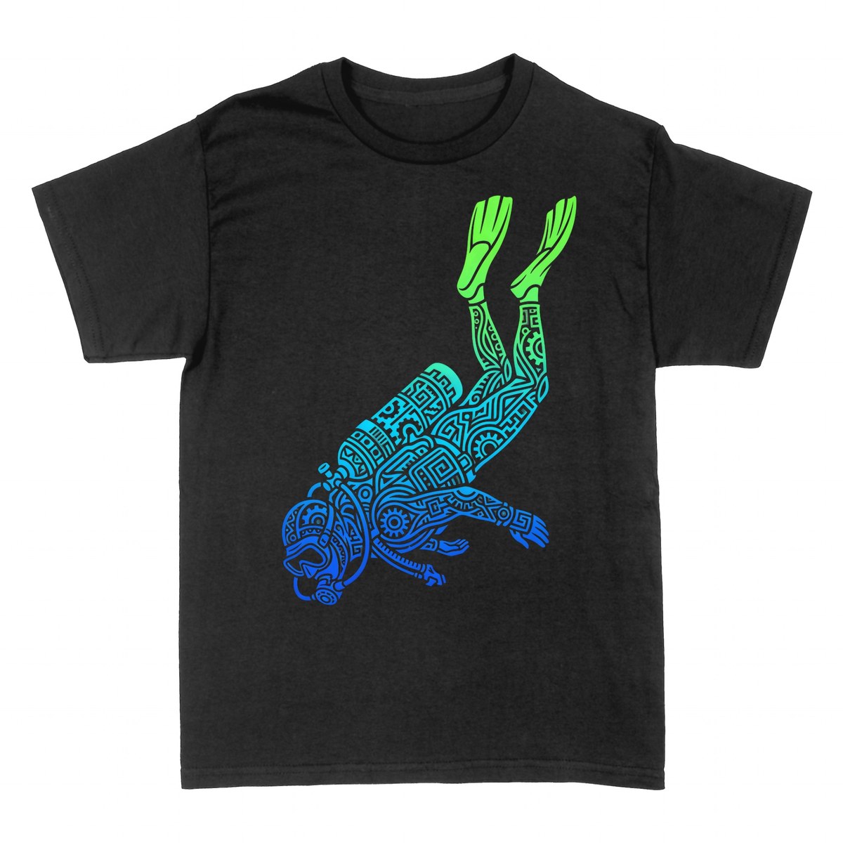 T-shirts: Plongeur Mandala Tribal D&eacute;grad&eacute;