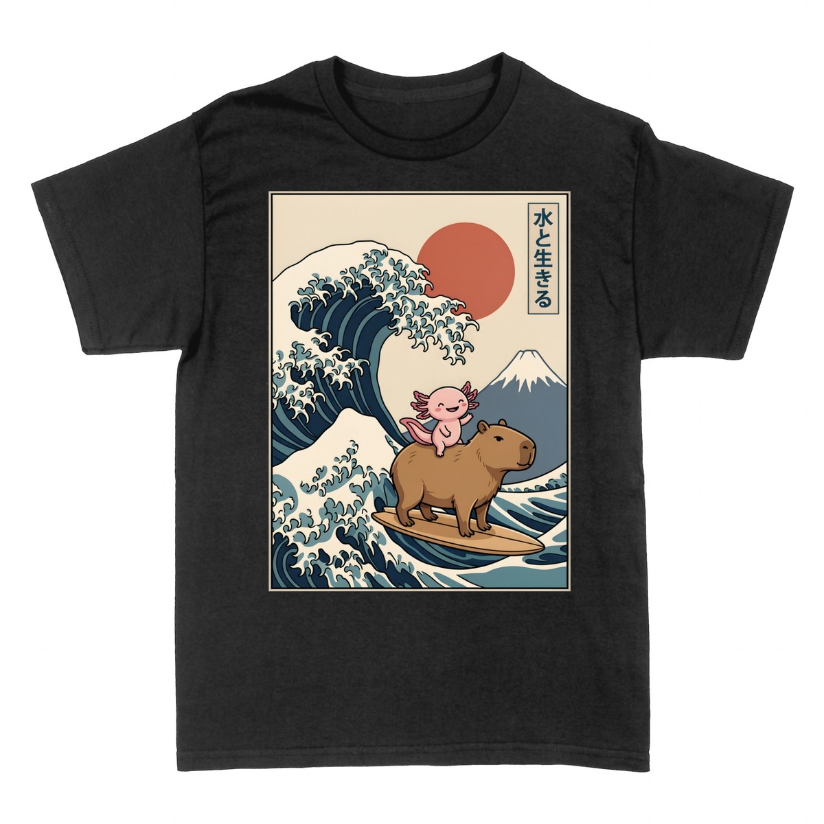 T-shirts: Axolotl Surfeur Grande Vague Hokusai