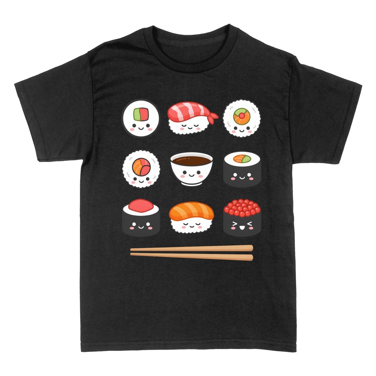 T-shirts: Sushi Kawaii - Rolls et Nigiri Souriants