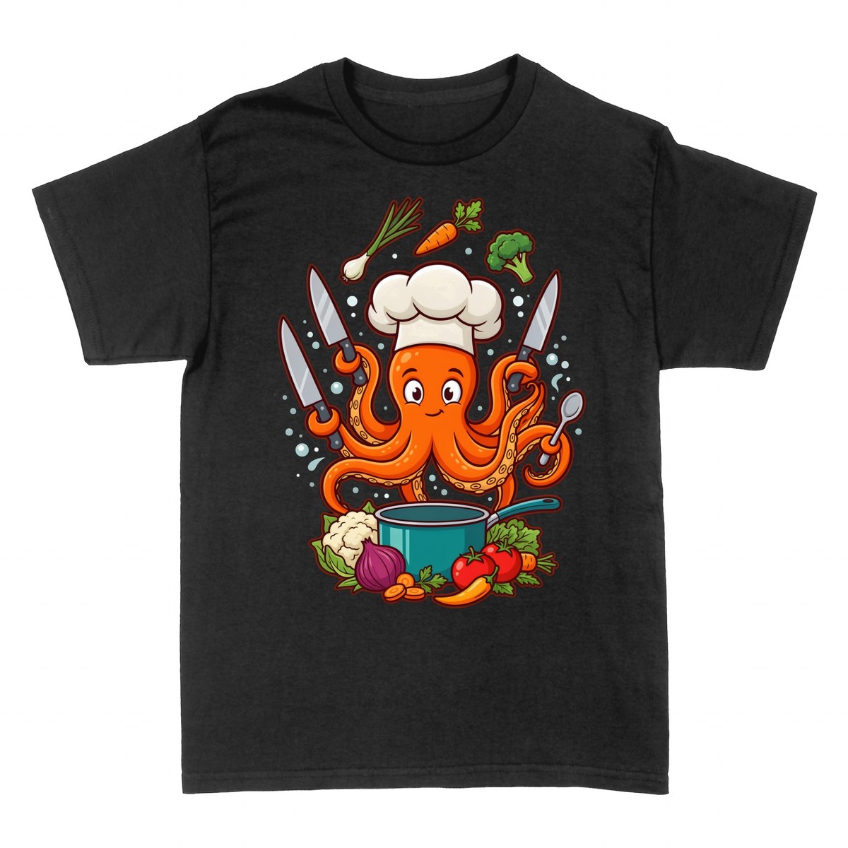 T-shirts: Poulpe Chef Cuisinier et L&eacute;gumes