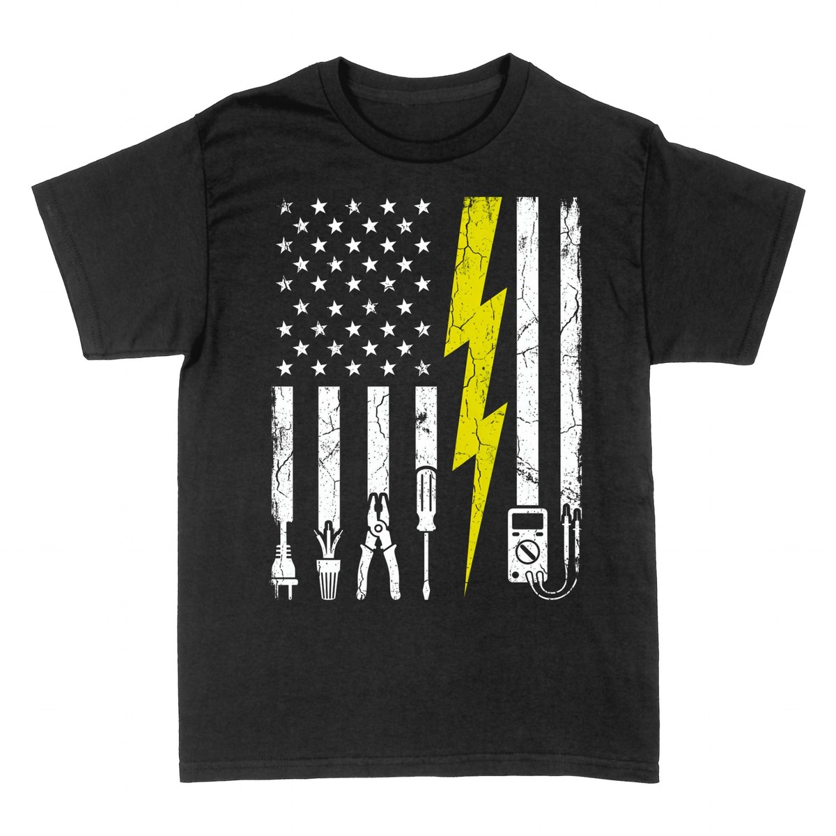 T-shirts: &Eacute;lectricien Drapeau Am&eacute;ricain &Eacute;clair