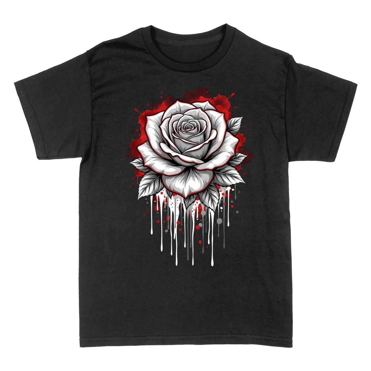 T-shirts: Rose Tatouage Encre Rouge