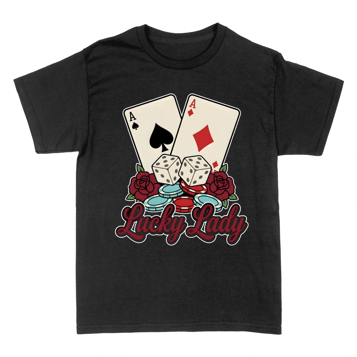 T-shirts: Lucky Lady - As de Poker et D&eacute;s