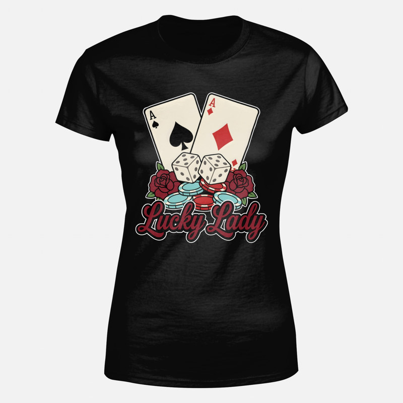 T-shirts: Lucky Lady - As de Poker et D&eacute;s
