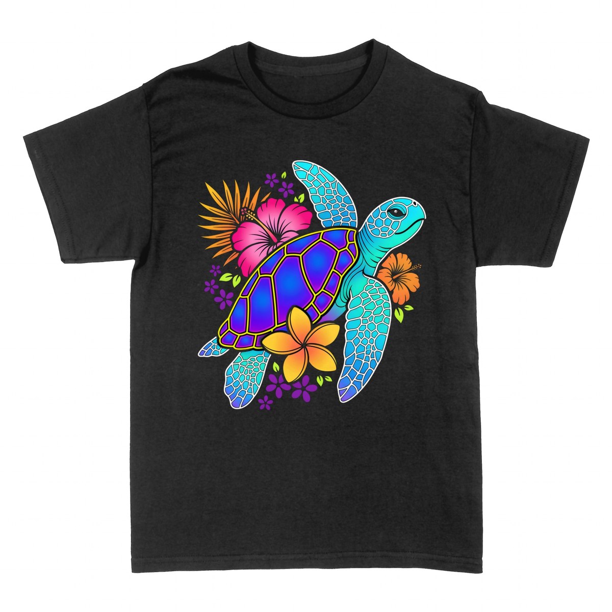 T-shirts: Tortue Marine Tropicale et Fleurs