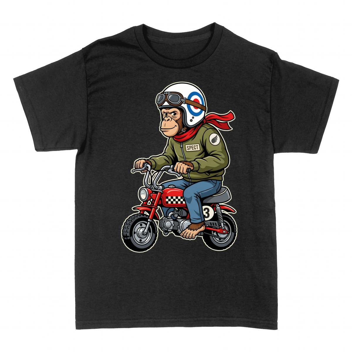 T-shirts: Singe Motard au Casque R&eacute;tro