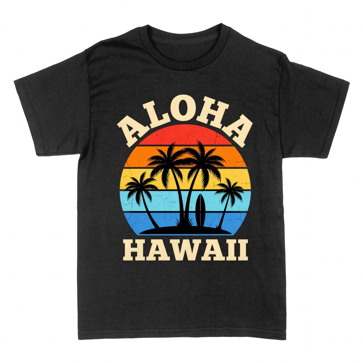 T-shirts: Aloha Hawaii &mdash; Coucher de Soleil R&eacute;tro et Palmiers