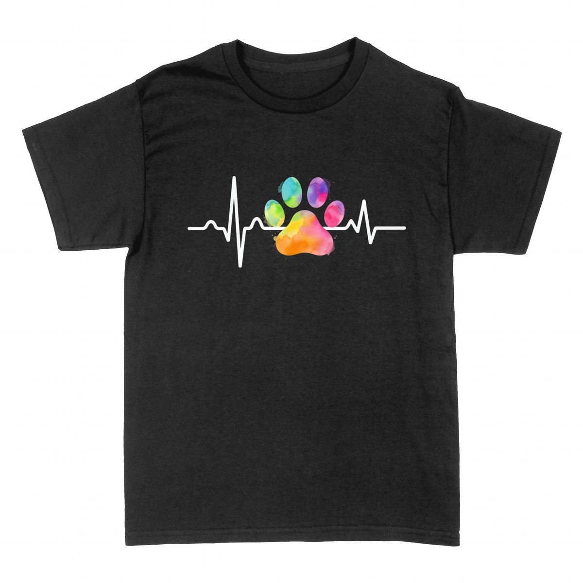 T-shirts: Empreinte de Chien Battement Aquarelle Arc-en-ciel