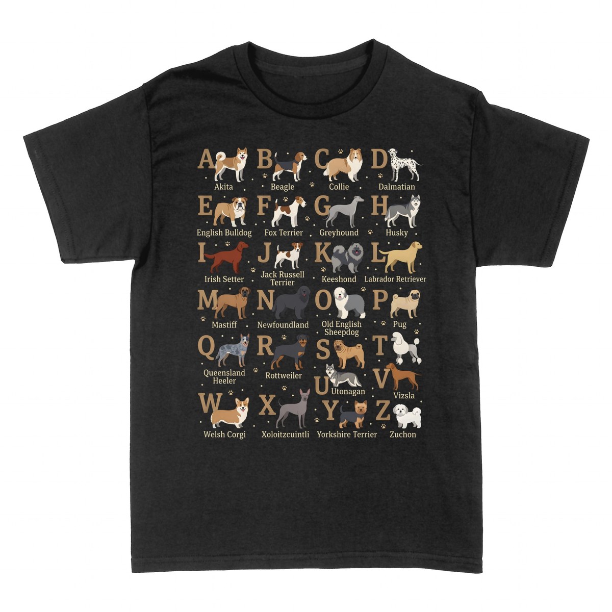 T-shirts: Alphabet des Races de Chiens A &agrave; Z