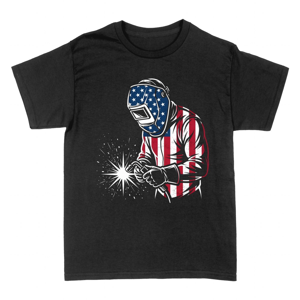 T-shirts: Soudeur drapeau am&eacute;ricain et &eacute;tincelles