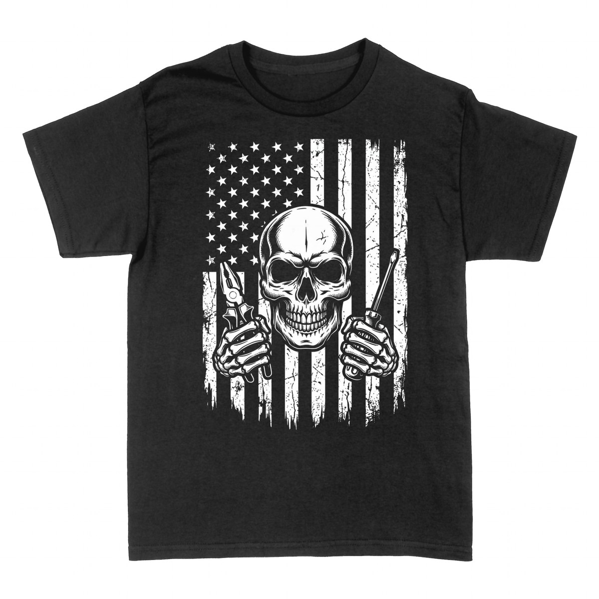 T-shirts: Cr&acirc;ne &eacute;lectricien drapeau USA