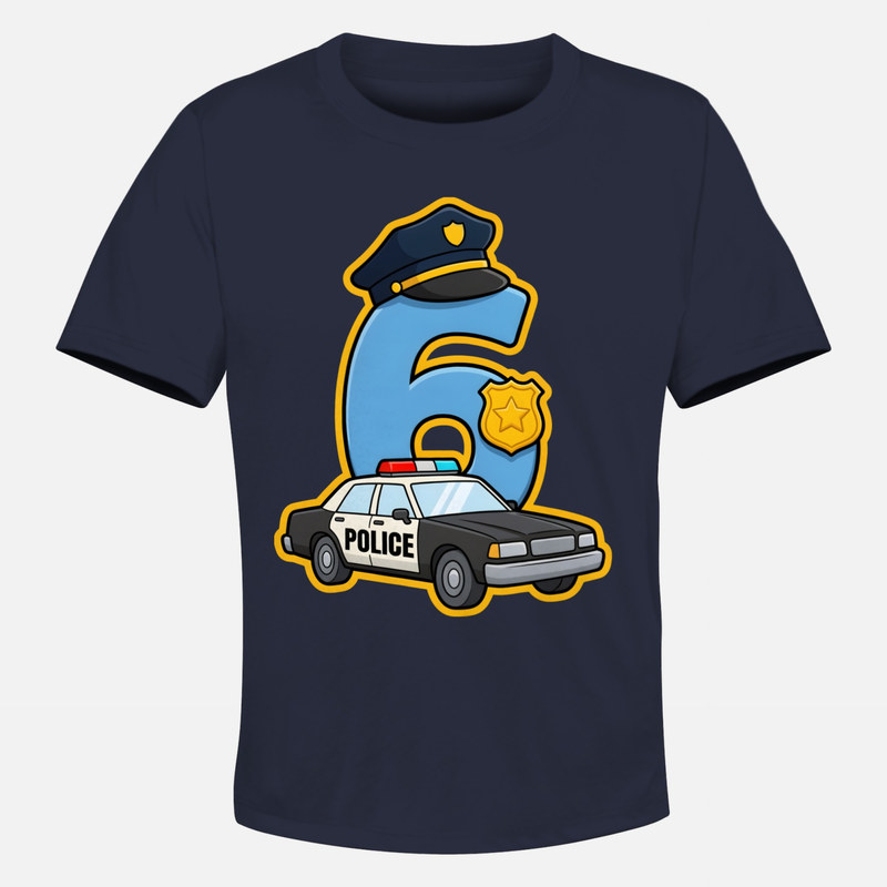 T-shirts: Chiffre 6 Policier - Anniversaire ou 6 Ans.