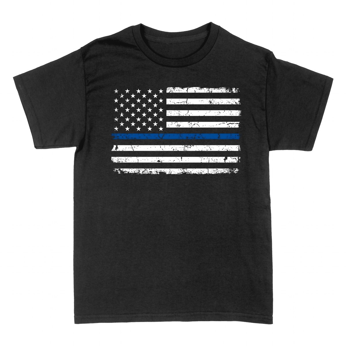 T-shirts: Drapeau Thin Blue Line Vieilli