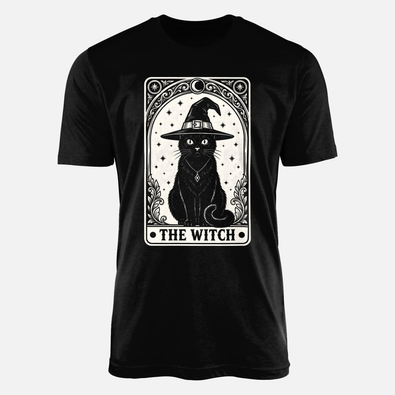 T-shirts: Carte de tarot chat sorci&egrave;re mystique