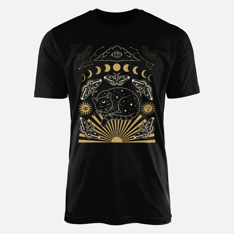 T-shirts: Chat cosmique et papillons de nuit
